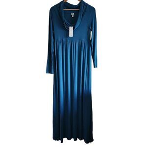 Mother Bee Maternitu Maxo Dress Womens Medium Cowl Neck Long Sleeve Empire waist